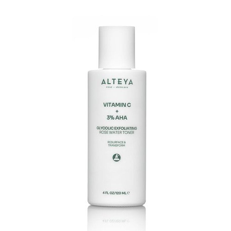 Alteya Organics Glycolic Exfoliating Rose Water Toner (Vitamin C Plus 3% AHA) - 4 Fl Oz/120mL