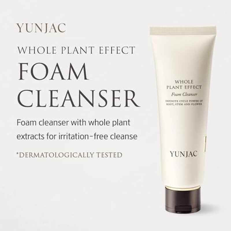 YUNJAC Whole Plant Effect Foam Cleanser (4.23 oz) - Gentle Creamy Matcha Foam Cleanser. Gently Removes and Cleanses. Hydrate and Soothe Skin.