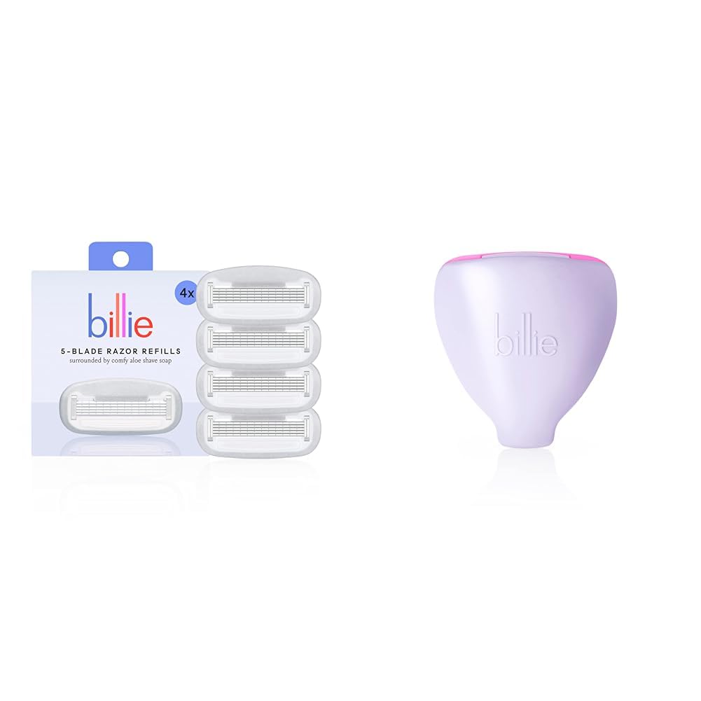 Billie Women’s Razor Refill Blades 5-Blade Cartridges - 4 count & 5-Blade Women’s Razor Travel Case - DreamPop