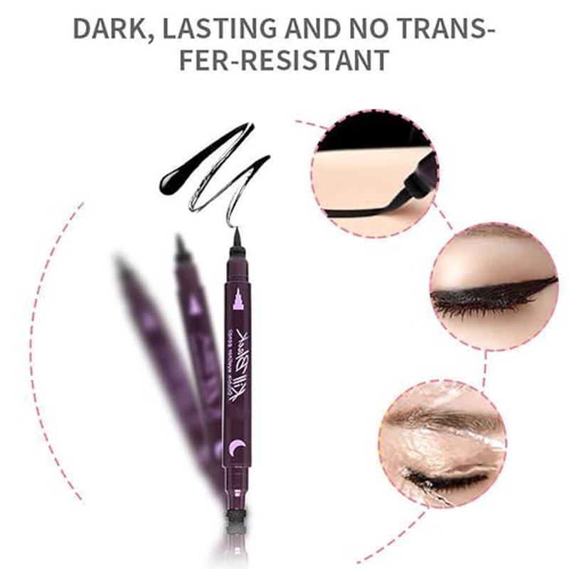 Inspired Capital L 4 PC Double-Ended Eyeliner Stamp Heart/Flower/Moon/Star Shape Cosmetic Seal Stamp Waterproof Long Lasting Eyeliner Pencil Makeup Tool