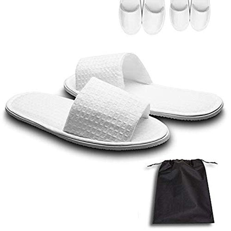 AhfuLife 5 Pairs of Waffle Spa Slippers, Open Toe White Slippers - Fit Most Men and Women for Spa, Party Guest, Hotel and Travel