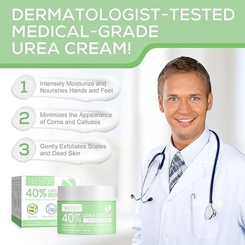 Urea Cream 40 Percent Plus 2% Salicylic Acid, 40% Urea Cream Suitable for Rough and Cracked Skin on Heels Ankles and Knees Deeply Moisturize Exfoliate Soften and Loosen Dry Callused Skin-4.23 Oz(120g)