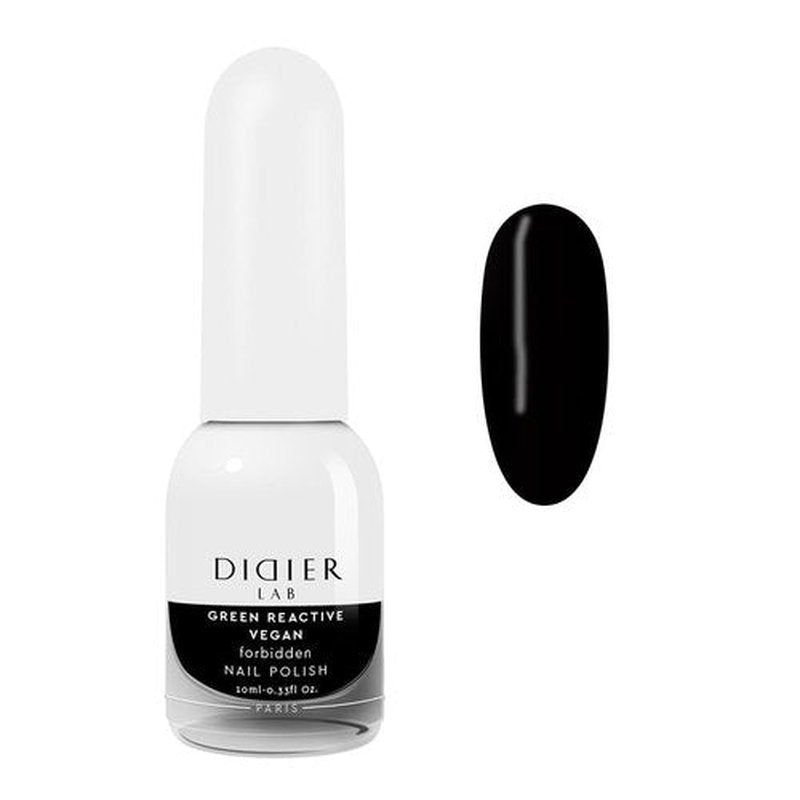 DIDIER LAB Green Reactive - Forbidden - Vegan Nail Polish Non Toxic - Long Lasting - Hema Free - Cruelty Free - Black Nail Polish - 25 Free Formula - 0.34 Fl Oz