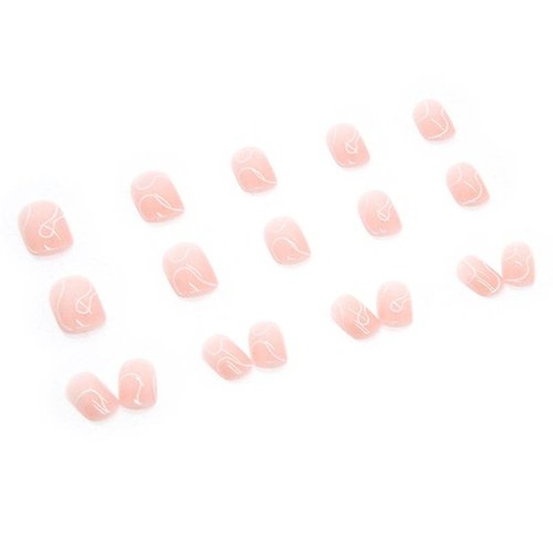 Enppode Pink Press on Nails Short Nails for Women Square Fake Nails 24 PCS/Set