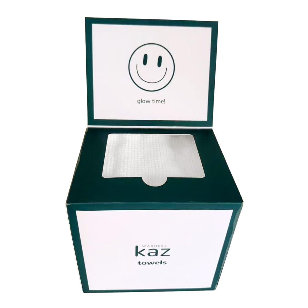 Waxness KAZ Professional Dual Side Face Towels 50 pcs – XL 11.8 x 9.8 in Disposable Towels with Magnetic Top for Waxing and Beauty Use