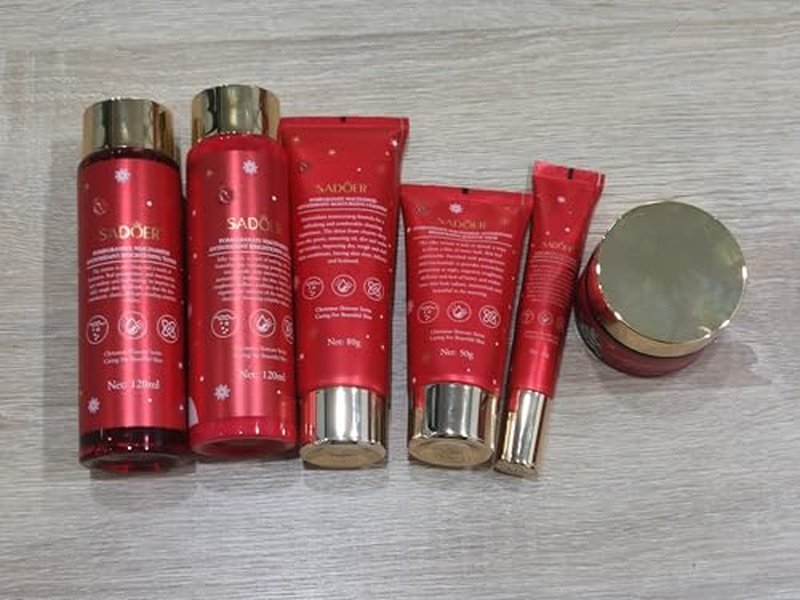 Christmas Gifts 6 Pcs Skin Care Set Pomegranate Moisturize Soothe Hydrate Gifts for Teenage Girls Stocking Stuffers Christmas Gifts for Women-Cleanser,Toner,Lotion,Face Cream,Eye Cream,Sleep Mask