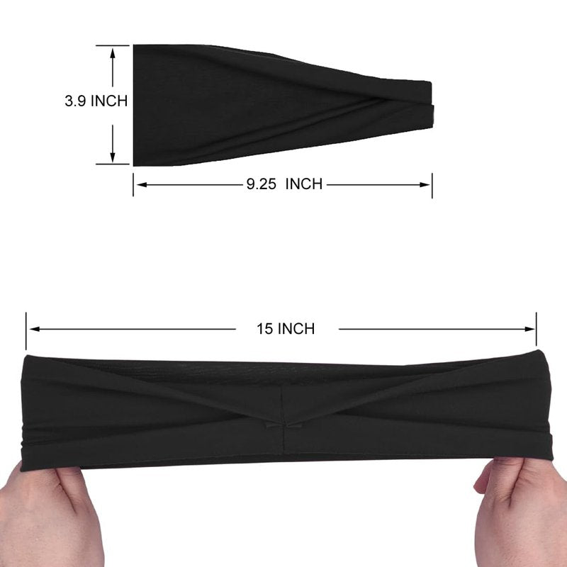 YONUF Fashion Headbands For Women Wide Headband Yoga Workout Head Bands Hair Accessories Black Band 6 Pack