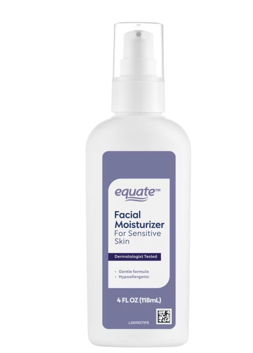 Equate Beauty Oil-Free Facial Moisturizer for Sensitive Skin, Hypoallergenic, Non-Comedogenic, 4 fl oz