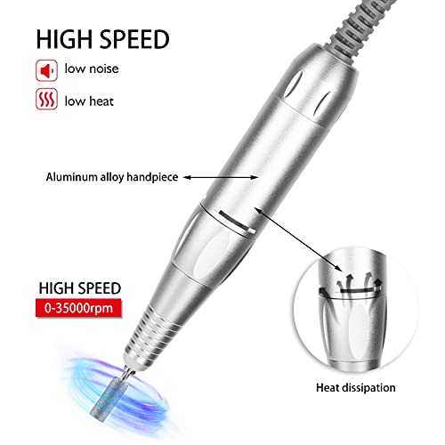 Replacement Handle for Electric Nail Drill Machine, 35000rpm Nail Drill Pen Replacement Handle, Nail Polisher Grinder Handpiece Handle Electric Portable Nail Polishing Machine Replacement Handle