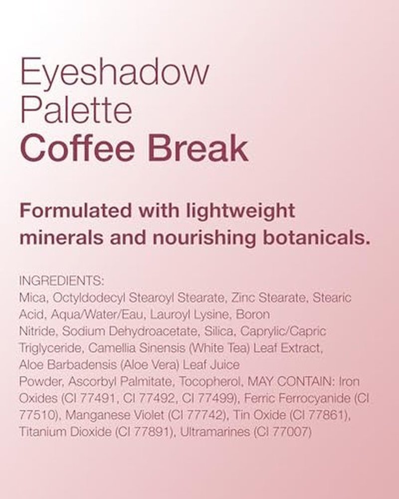 Mineral Fusion Eyeshadow Palette | Vegan Eye Makeup with Matte, Satin, and Shimmer Finishes | Natural, Lightweight Formula (Coffee Break)