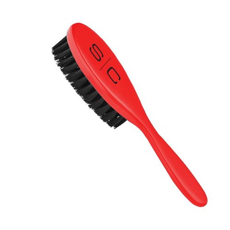 StyleCraft The Fresh Cut Professional Fade and Cleaning Barber Hair Brush with Soft Nylon Bristles Set of 3, Red