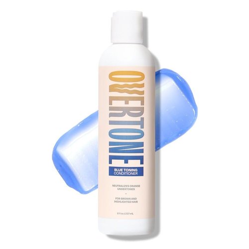 oVertone Haircare Blue Toning Conditioner - Neutralizes Brassiness for Blonde & Light Brown Hair - Hydrating Shea Butter & Coconut Oil - Vegan & Cruelty-Free - 8 oz