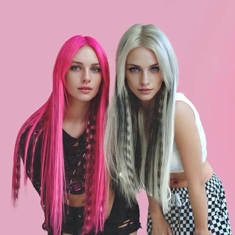 EXTACIO 10pcs/pack Scene Hair Extensions Synthetic Clip in Leopard print Hair piece 18inch Long Straight Colorful striped Hairpieces Halloween Party Cosplay Y2K Use for Women