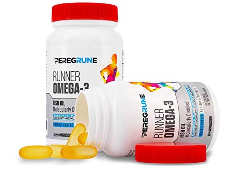PEREGRUNE Runner Omega 3 Fish Oil | Helps Support Heart & Joint Health for Running with Omega- EPA & DHA | 1400 mg, 1 Month Capsules for Men and Women | Triple Strength Nutritional Sport Supplement