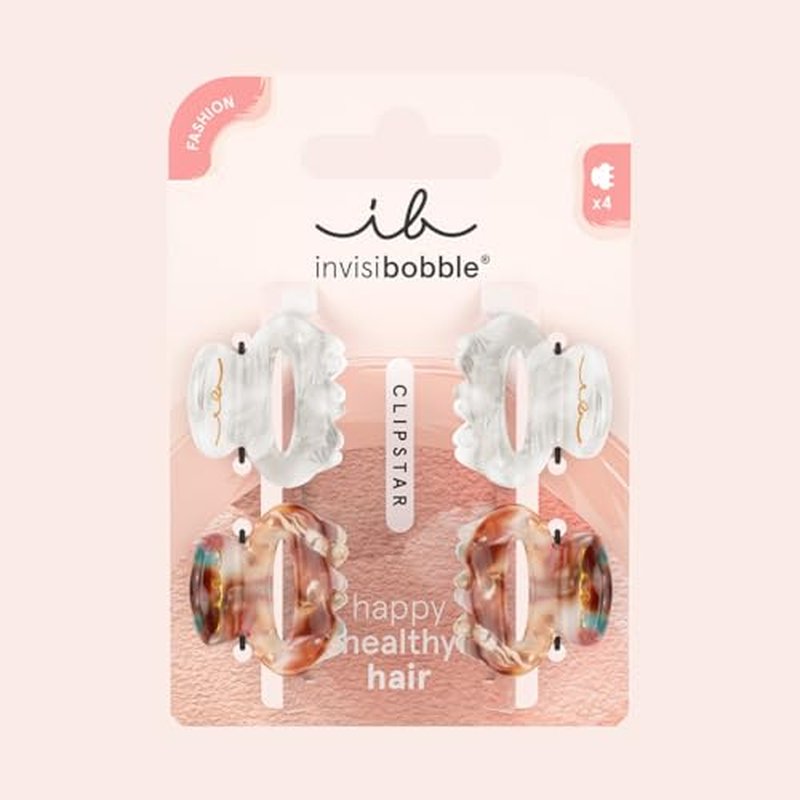 invisibobble Clipstar Petit Bijoux S | Stylish and Hair Friendly Hair Accessory | 4pc