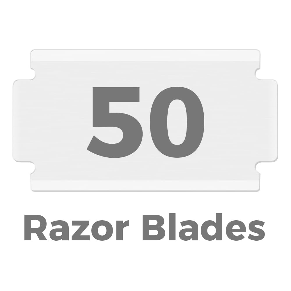 ZOMCHI Double Edge Razor Blades, 50 Count Platinum Coated Refills