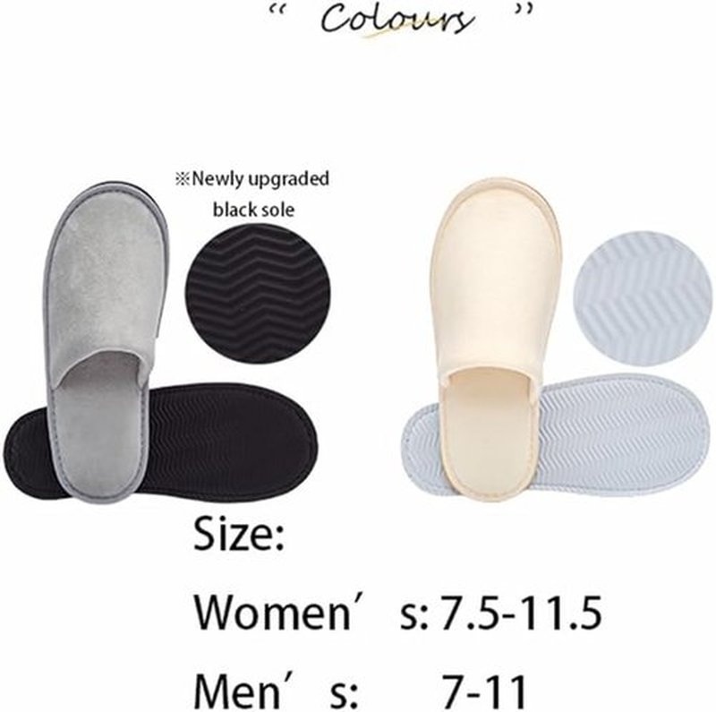 6 Pairs Premium Spa Slippers - Super Soft Non-Slip Guest Slippers, Washable Reusable Indoor House Slippers for Women Men, Hotel, Bridal (3gray and 3beige)