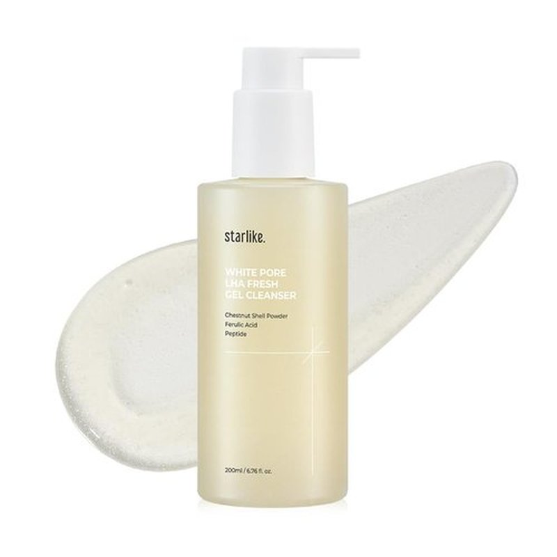 starlike White Pore LHA Fresh Gel Cleanser I LHA & Fine Grain Powder I Daily Mild Face Wash I Helps Reduce Whiteheads Buildup I Fresh & Luminous Looking Glow I Korean Skincare I 6.76 Fl oz (200ml)