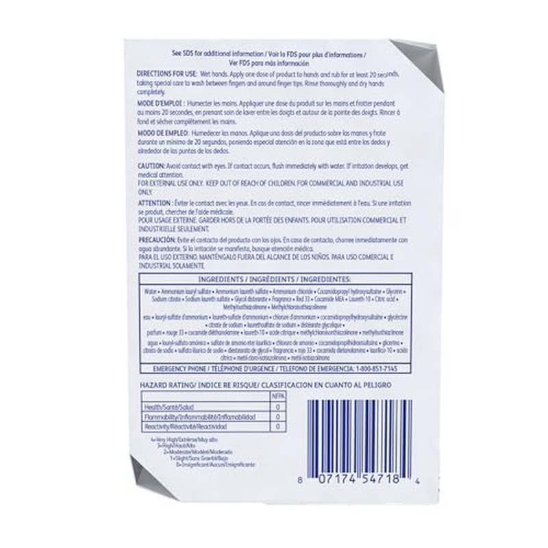 Diversey 05487. Soft Care Lotionized Hand Soap, Moisturizing Pink Pearlized BIB Cartridge Refill for Elite Dispenser, Floral Scent, 1000-mL, 33.8-oz