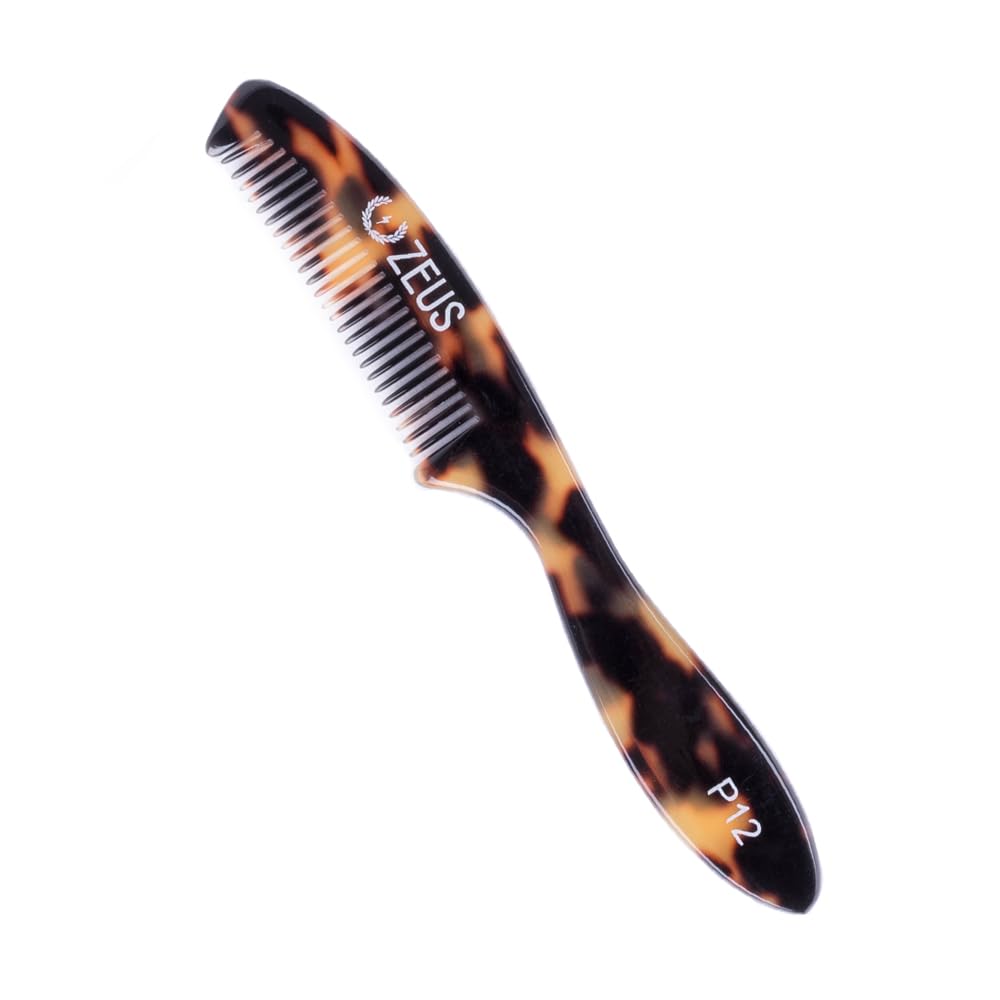 ZEUS Large Mustache Comb, Long Handle Handmade Saw Cut Mustache Comb for Men (Traditional) P11
