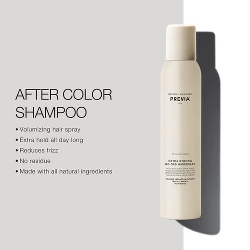 PREVIA Extra Strong No Gas Hairspray - Volumizing Hair Styling Spray with Organic Verbascum Flower | 6.7 oz - Vegan & Natural Italian Hair Care