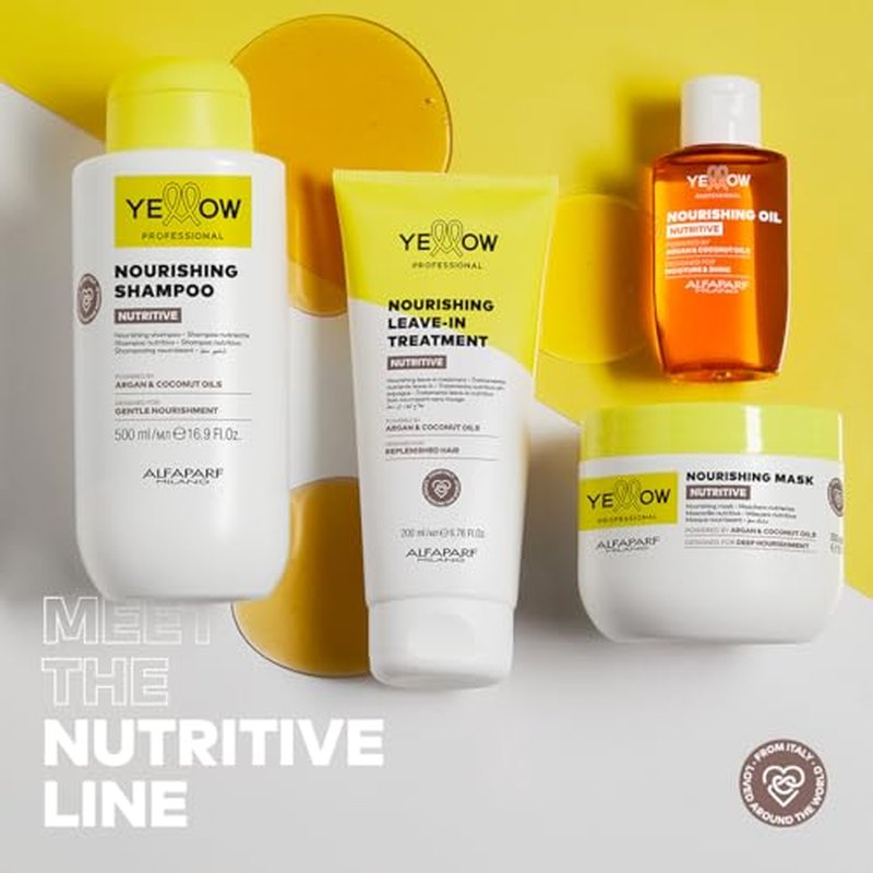 ALFAPARF MILANO Yellow Professional Nutritive Nourishing Oil for Dry Hair - Powered by Argan & Coconut Oils - Designed for Moisture & Shine (3.38 fl oz / 100ml)