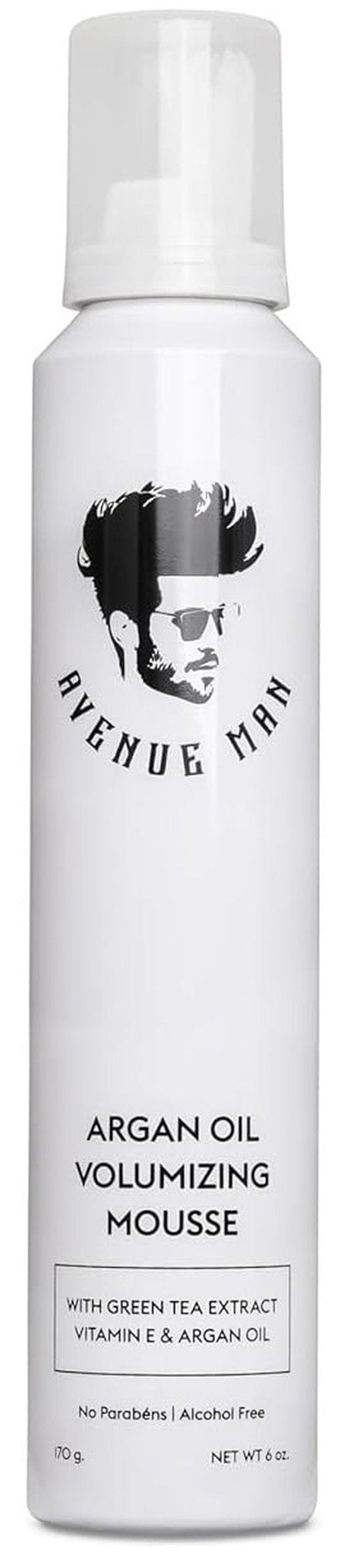 Avenue Man Argan Oil Mousse - Thickening & Volumizing Hair Foam for Men - Strong Hold & Frizz Control (6.0 oz)