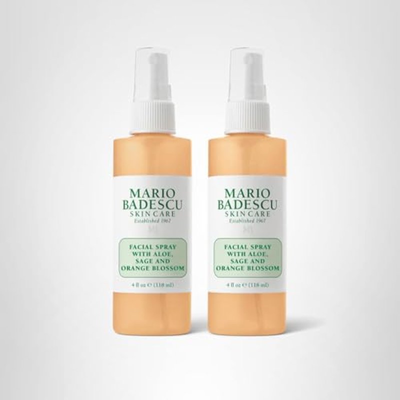Mario Badescu Facial Spray with Aloe, Sage and Orange Blossom for All Skin Types | Face Mist That Hydrates & Uplifts | 4 FL OZ & 4 FL OZ Combo