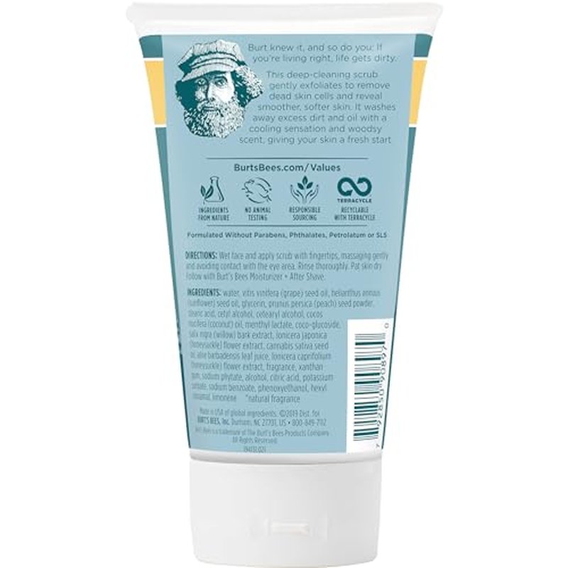 Burt's Bees Cooling Face Scrub with Aloe & Hemp, For Men, 4 Ounces