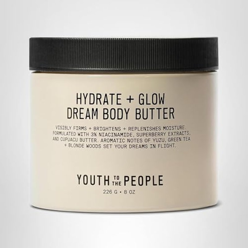 Youth To The People Superberry Hydrate + Glow Dream Body Butter - 3% Niacinamide + Jojoba Oil, Shea Butters, Yuzu + Green Tea + Blonde Woods Scented Body Lotion, Firming Moisturizer - 8 fl oz