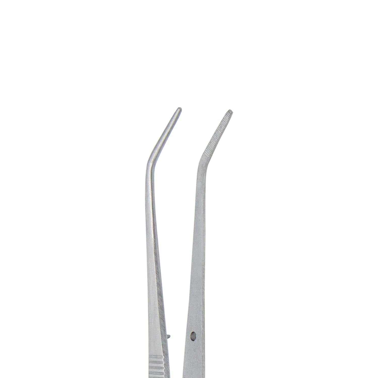 Stainless Steel Tweezers, with Curved Serrated Tip Multipurpose Tweezers Sewing Machine Tweezers Forceps for Craft Repairing (10)