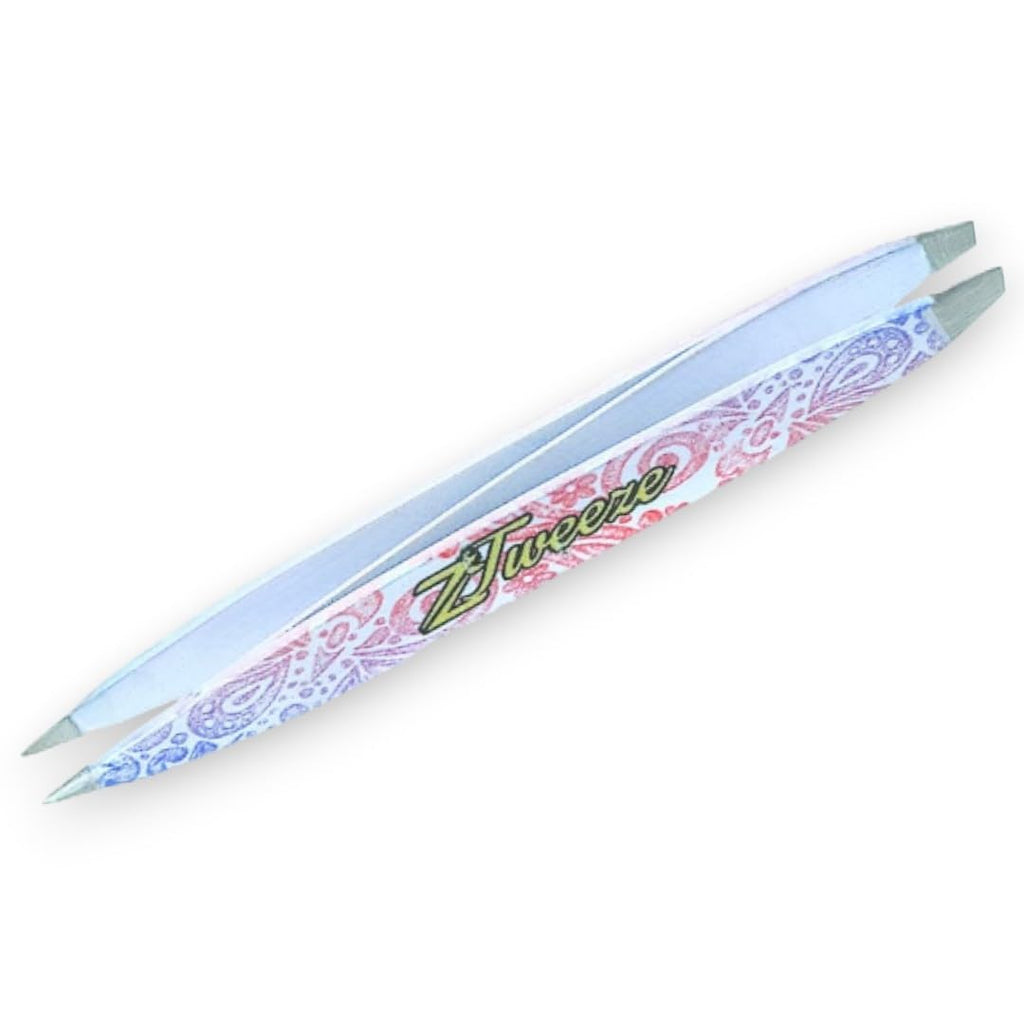 Dual Ended Point and Slant Tips Z-Tweeze PATENTED Tweezers (Rainbow Design) Precision Crafted for Eyebrows Ingrown Hair two in one Tweezers for Ease of use by DreamCut