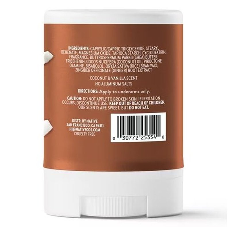 Native Deodorant - Aluminum Free Coconut & Vanilla Scent - Travel Size 0.5oz (Pack of 4)