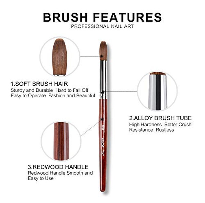 KADS Kolinsky Sable Acrylic Nail Art Brush Red Wood Pen Nail Brush for Nail Art Manicure Tool (16#)