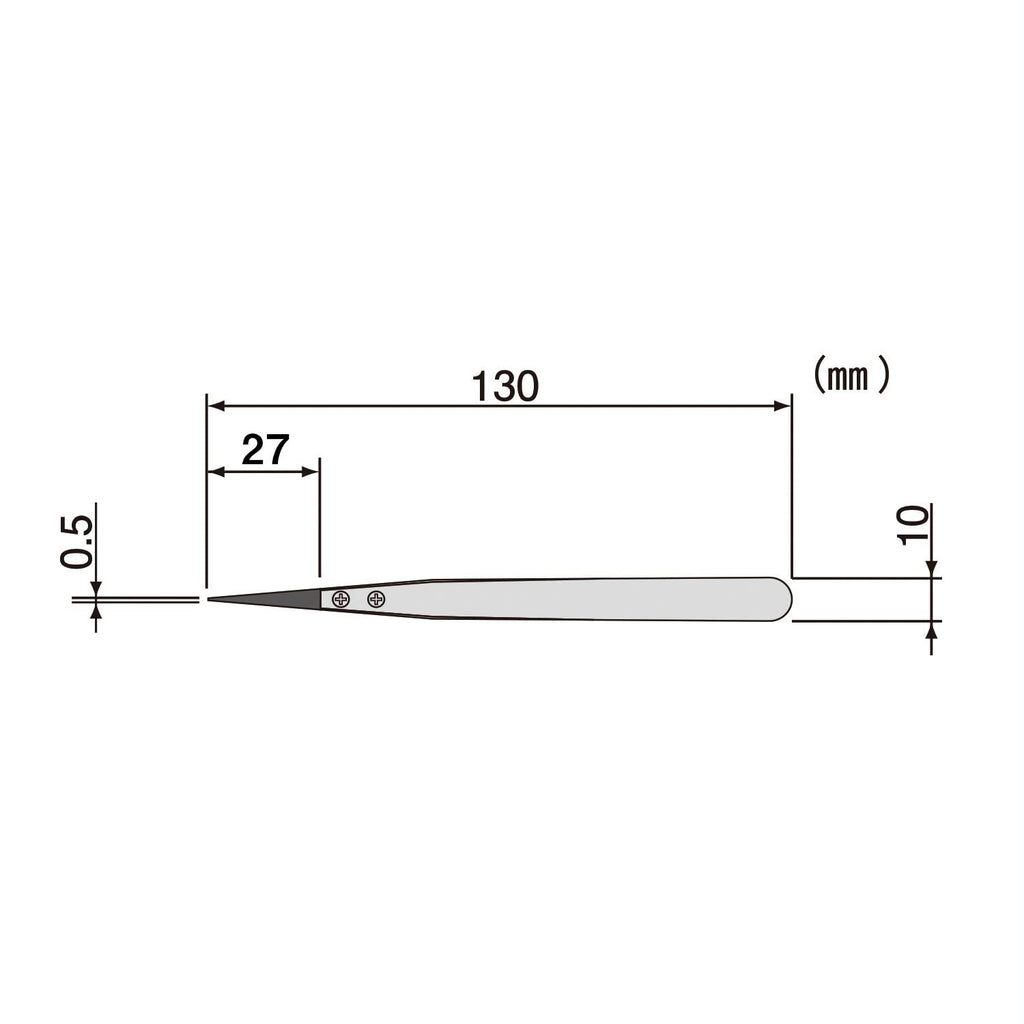 ENGINEER PTZ-41 PPS ESD-Safe Plastic Tipped Tweezers, Straight, Interchangeable Fine Pointed Tips, Stainless Steel Body