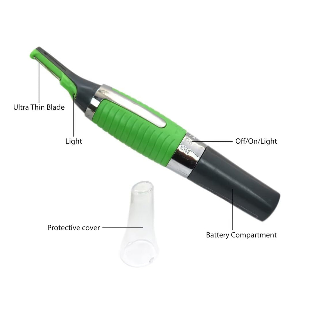 ATIODYUUK Men Nose Ear Face Neck Eyebrow Hair Mustache Beard Trimmer Shaver Clipper PE-Green
