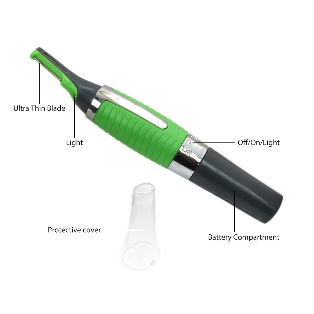ATIODYUUK Men Nose Ear Face Neck Eyebrow Hair Mustache Beard Trimmer Shaver Clipper PE-Green