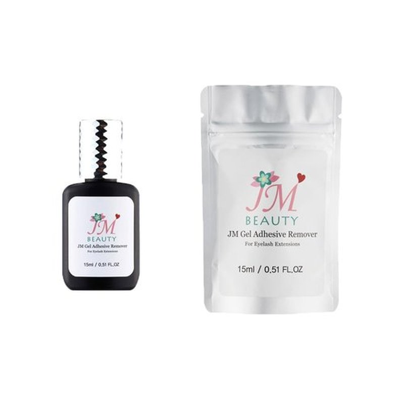 JM Beauty Gel Adhesive Remover for Eyelash Extensions, 15ml/0.51 FL.OZ, Quick-Acting Vegan and Gentle Formula, Safe, Easy to Apply, Eyelash Glue Remover Dissolves lash extension glue