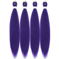 4Packs Long Purple Hair Extensions Pre Stretched Synthetic Braiding hair Extensions for Braids purple Braiding Hair for Stage Party Halloween Cosplay Costume Wigs (Purpl 24 Inch (Packs of 4))