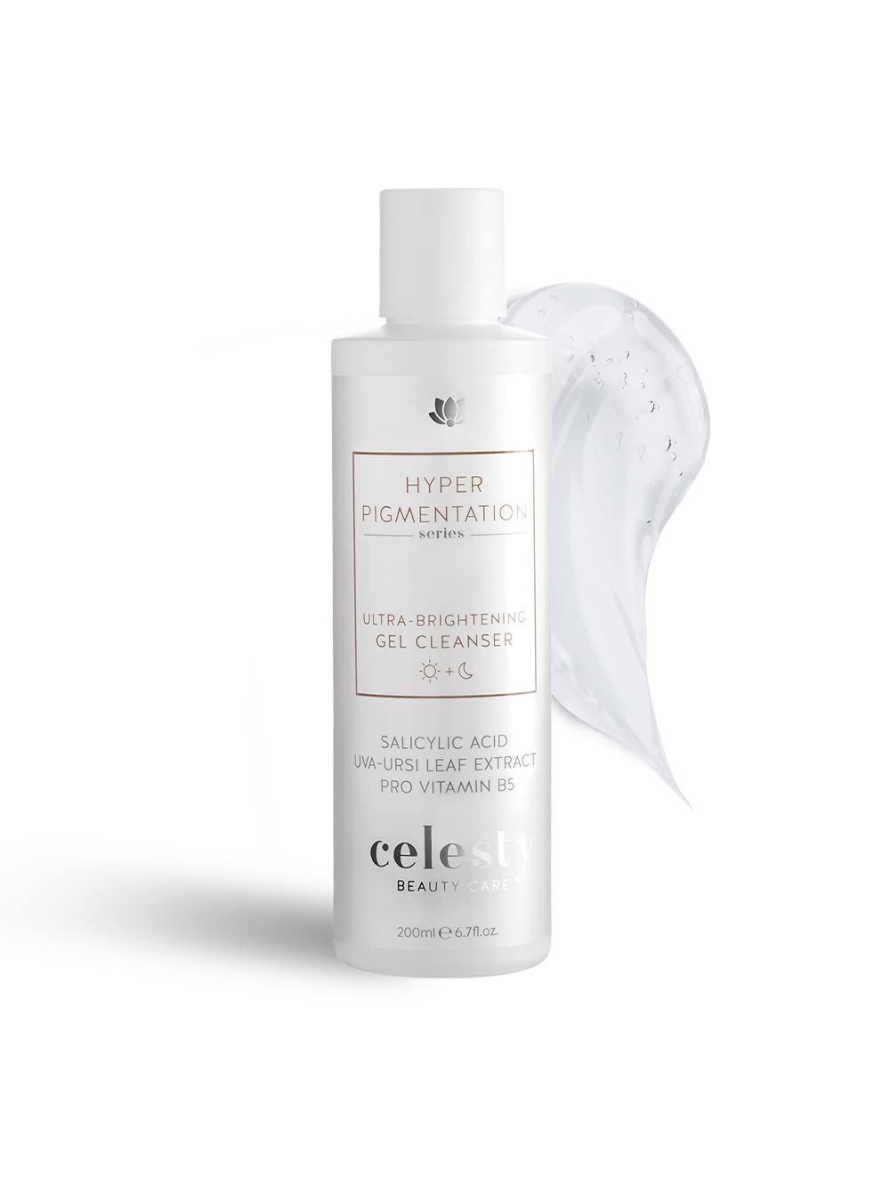 Celesty Beauty Brightening Glowing Face Wash, Facial Cleanser Gel, Vitamin C, Glycolic Acid (AHA), Salicylic Acid (BHA), Uva Ursi Leaf Extract Pro Vitamin B5 for Sensitive Smooth Skin Large 6.7 fl.oz.