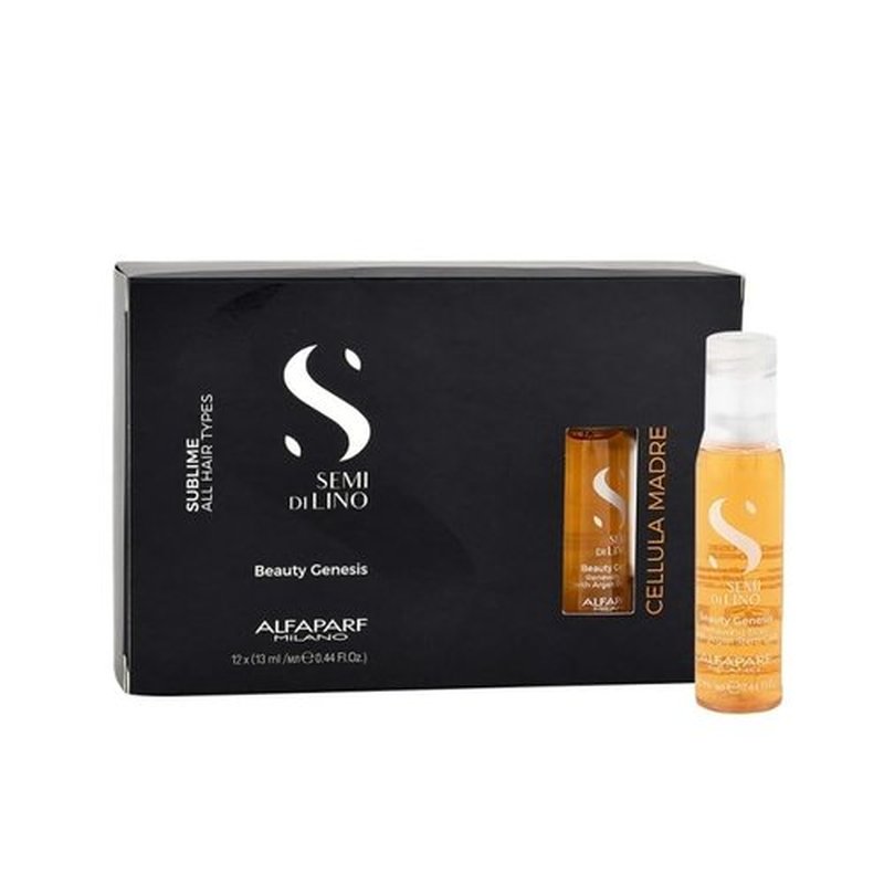 ALFAPARF MILANO Semi Di Lino Argan Ampoules - Radiant Hair Treatment Vials for Color Protection | 12 Vials (0.44 fl. oz. Each)