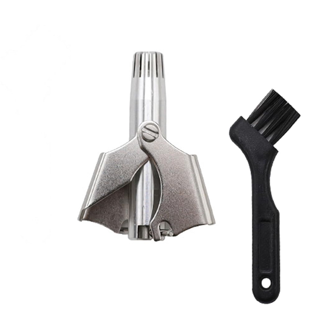 WELANGBN Manual Nose Hair Trimmer for Man & Woman,Trimmer for Nose,Ear,Moustache and Whiskers Hair,Waterproof,Stainless Steel with Brush,Nasal Clippers，Comes with a Cleaning Brush, Silver