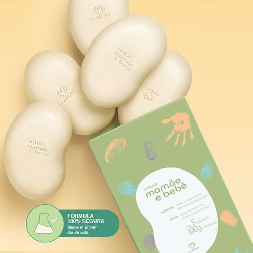 Natura Mom & Baby Collection Vegetable Soap Bar 5 x 100g - Mamae e Bebe - Sabonete em Barra Vegetal 5 x 100 Gr -