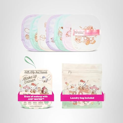 The Original MakeUp Eraser 7-Day Set, Erase All Makeup With Just Water, Including Waterproof Mascara, Eyeliner, Foundation, Lipstick, Sunscreen, and More! Hello Kitty & Friends Go Glamping, 7ct