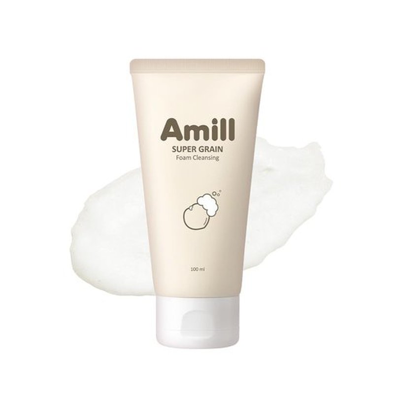 Amill Super Grain Foam Cleanser - Gentle Facial Wash with Multi-Grain Extracts | 100ml/3.39fl.oz for Soft, Hydrated Skin