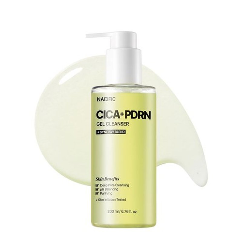NACIFIC Cica PDRN Gel Cleanser 6.76 fl oz 200ml, Centella Asiatica, Low pH Deep Pore Cleanser for Sensitive Skin, Soothing, Purifying Korean Face Wash