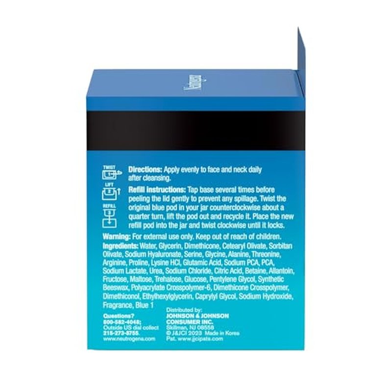 Neutrogena Hydro Boost Water Gel Face Moisturizer Refill Pod, Refill Pack of Hyaluronic Acid Moisturizer for a Refreshing Burst of Hydration & Dewy Skin, Signature Fragrance, 1.7 oz