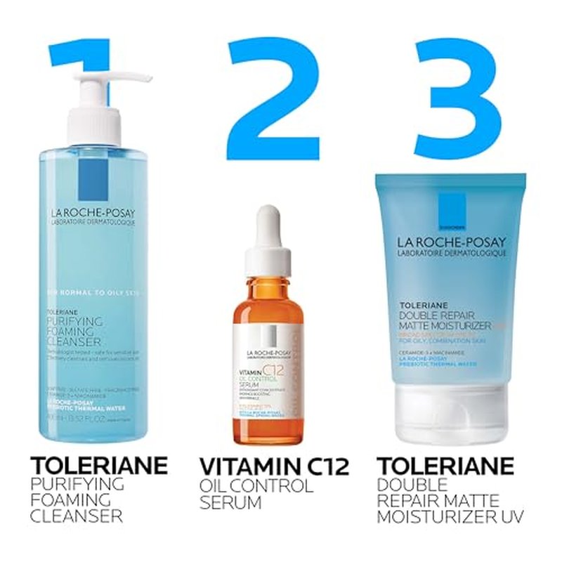 La Roche-Posay Toleriane Double Repair Matte Moisturizer SPF 30, Lightweight Daily Face Moisturizer for Oily Skin & Combination Skin, With Niacinamide & Vitamin B3, Oil Free, Fragrance Free