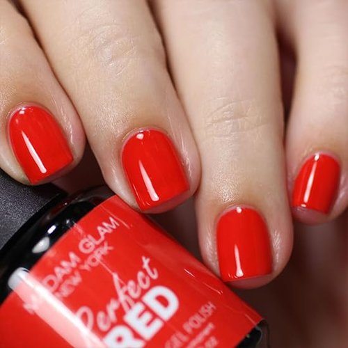 Madam Glam - Perfect Red Gel Polish 15ml - UV/LED Home Gel Manicure - Vibrant Color - Quick Cure & Easy Removal - Vegan & Professional Grade