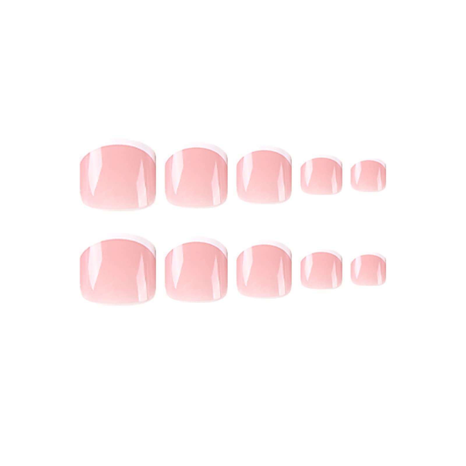 VOTACOS French Tip Press on Toenails Press on Nails Short Square 24PCS Fake Toeails with Ballerina Designs Nude Full Cover Glossy Toe Fake Nails Acrylic Toenails for Women Toe Nail X26
